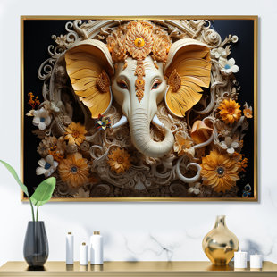 LANGLEY STREET® Elephant Turmeric Tints I - Wall Art Living Room