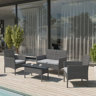 REN SELECTIONS Medford 4 - Person Outdoor Seating Group with Cushions