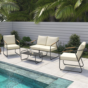 REN SELECTIONS Crandon 4 - Person Outdoor Seating Group with Cushions