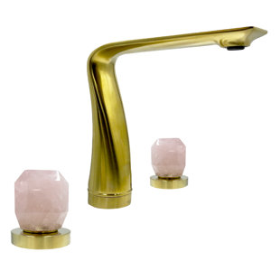 BERGAMO ART Susanna Widespread Faucet 2-handle Brass Bathroom Faucet with Pink Crystal Handles