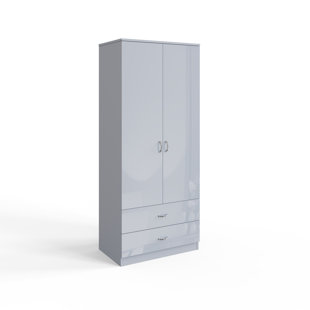 ZIPCODE DESIGN Brendle 2 Door 2 Drawer Combi Wardrobe - High Gloss Front, Soft Close Doors, Polished Metal Handles