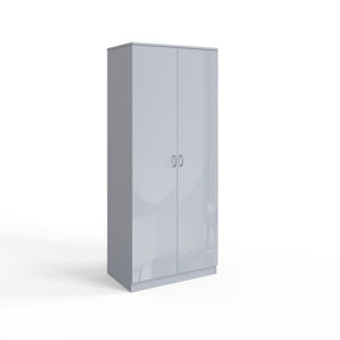 ZIPCODE DESIGN Brendle 2 Door Wardrobe - High Gloss Front, Soft Close Doors, Polished Metal Handles
