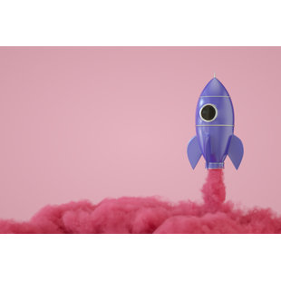 WALL ART PRODUCTION NETWORK Retro Rocket With Smoke by Akinbostanci - Wrapped Canvas Print