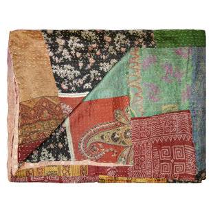 Taj Hotel Home Decor Kantha Silk Throw | Multicolor | 50"x70"