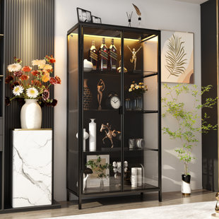 MORINOME 63'' H x 31.5'' W Solid + Manufactured Wood Display Case