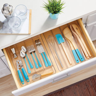 mDesign Plastic Kitchen Drawer Storage Cutlery Tray - Clear