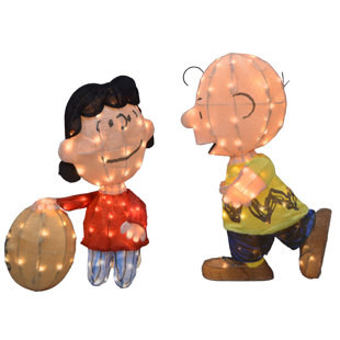 PRODUCTWORKS Peanuts 32in Peanuts 3D PreLit LED Yard Art Lucy w Football and Charlie Brown