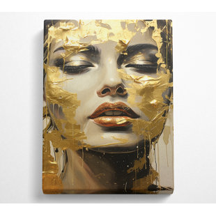 BRIGHT STAR Gold Face Woman - Kunstdrucke auf Leinwand - Wrapped Canvas