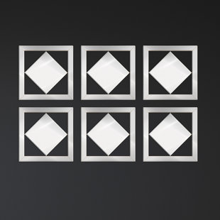 CIMC HOME Diamond Mirrored Wall Art for Living Room, 40x40cm Modern Home Decor Wall Mounted Clear Mirror Glass Wall Art for Bedroom & Hallway (Set of 6)