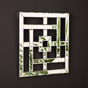 CIMC HOME Geometric Mirrored Wall Art for Living Room, 40x40cm Modern Home Decor Wall Mounted Clear Glass Mirror Art for Hallway & Bedroom (Set of 4)