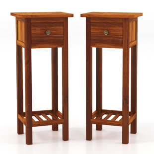 MILLWOOD PINES Bradwood 1 - Drawer Nightstand w/ Open Shelf & Solid Wood Legs (Set of 2)