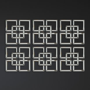 CIMC HOME Geometric Mirrored Wall Art for Living Room, 40x40cm Modern Home Decor Wall Mounted Clear Glass Mirror Art for Hallway & Bedroom (Set of 6)