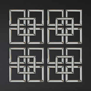 CIMC HOME 40x40cm Modern Home Decor Wall Mounted Clear Glass Mirror Art for Hallway & Bedroom (Set of 4)