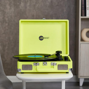 ARKROCKET AUDIO Arkrocket Curiosity Bluetooth Turntable Retro Suitcase 3-Speed Record Player with Built-in Speakers