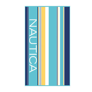 Nautica Home Aqua 100% Turkish Cotton Beach Towel, 90cm x 180cm, Blue Multi (Set of 28)