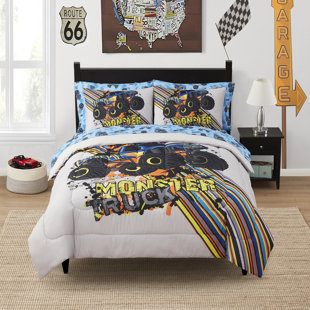 SWEET HOME COLLECTION Kids Monster Truck Printed Bed in a Bag Comforter & Sheet Set