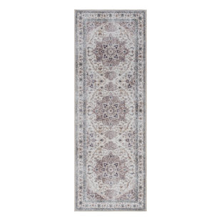 Gertmenian Crystal Print Tiefi Gray Ivory Multi Traditional Medallion Washable Flat Pile Indoor Area Rug