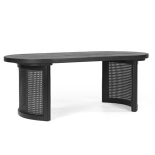 BAY ISLE HOME™ Antowine 48" Oval Solid White Oak Rattan Coffee Table