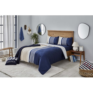 NAUTICA HOME Nautica Aport 100% Turkish Cotton Duvet Cover Set, Navy Blue