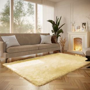 EVERLY QUINN Haja Area Rug, Soft Faux Fur Sheepskin Area Rug, Handmade Soft Fluffy Rugs, 2' X 3' Indoor Plush Rugs, Bedroom Faux Fur Area Rug, Furry Carpet, Room Decor, Livingroom Decor, Home Decor