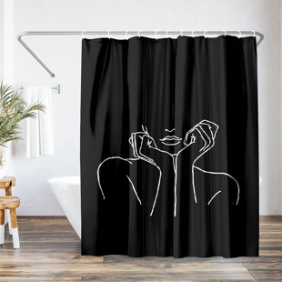 EAST URBAN HOME Abstract Shower Curtain Thinking Black by Martina