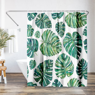 EAST URBAN HOME Botanical Shower Curtain Tropical Leaves by Elena O'Neill
