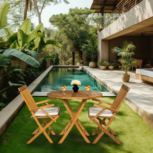 SEVEN SEAS TEAK 2 - Person Round Teak Outdoor Dining Set