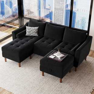 EBERN DESIGNS Cerny 3 - Piece Velvet Sectional