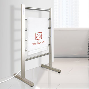 WARMLYYOURS Ibiza Electrical Freestanding Towel Warmer, Polished, Plug-in, 6 Bars