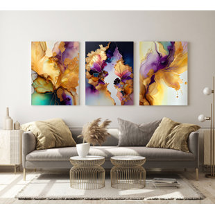 KIRA LIVING " Modern Colorful Orchid " 3 - Pieces