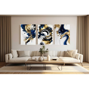 KIRA LIVING Abstract Splash Wall Print Acrylic 3 Pieces Set