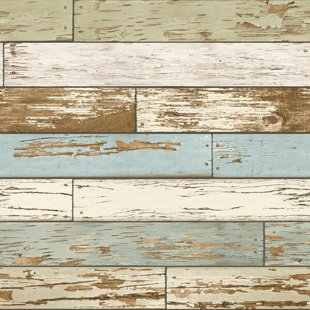 BEACHCREST HOME Kiana Scrap 5.49m x 52cm Wood Effect Peel & Stick Wallpaper Roll