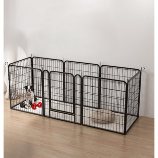 AOOLIVE 8 Panel Iron Exercise Pen With Pet Door