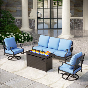 DARBY HOME CO Aivah 4 Piece Sofa Seating Group with Cushions