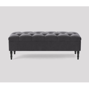 R&M FURNISHERS Chesterfield Ottoman Bench with Storage – Plush Velvet Upholstered Bench
