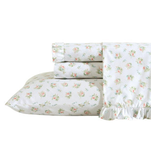 Laura Ashley Floral Ruffled Hem Cotton Sheet Sets