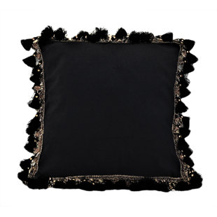 JUST THE RIGHT PILLOW Fringed Velvet Reversible Throw Pillow