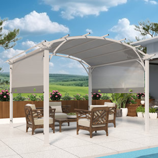 INTER HUT 11.4 Ft. W x 11.4 Ft. D Aluminum Pergola with Canopy