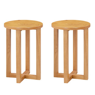 HALLOWOOD FURNITURE Solid Wood Side Table with Storage (Set of 2)