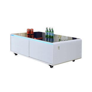 YDT FURNITURE Wheel Coffee Table with Storage