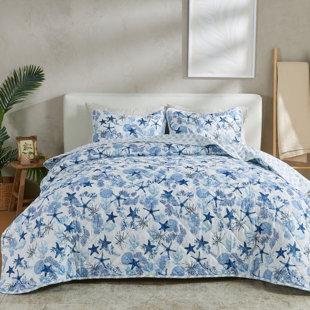 PATINA VIE MAISON Coastal Inspired Reversible Quilt Set with Shams