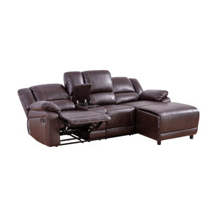 LIFESTYLE FURNITURE Nina Brown Faux Synthetic Leather 2-Piece Couch Living Room Sofa Set