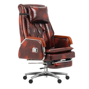 Kinnls Cameron Massage Chair Genuine Leather Executive Chair With Headrest