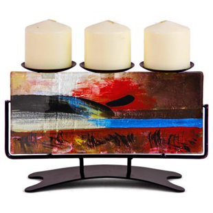 JASMINE ART GLASS 4'' H Glass Tabletop Candelabra