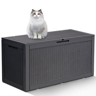 Lovoin 100 Gallons Gallon Water Resistant Resin Lockable Deck Box Without Cushion