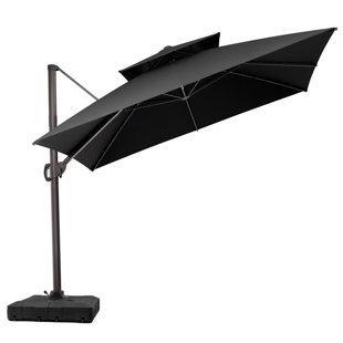 ARLMONT & CO. Wampler 116.14'' Cantilever Umbrella with Crank Lift , Counter Weights Included
