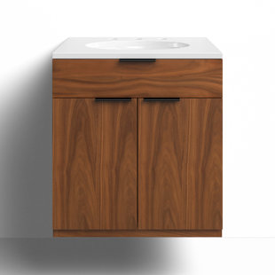 ALLMODERN Bexley 24" Wall-Mounted Single Bathroom Vanity with Quartz Top