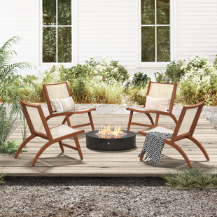 GEORGE OLIVER Lamya Aluminum Outdoor Armless Lounge Chair (Set of 4)