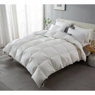 VALENCIALUXE All Season Goose Feather Down Comforter, 650 In³/Oz Fill Power