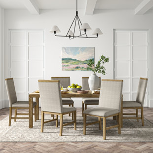 HOKKU DESIGNS Mandler Upholstered Back Side Chair with Solid Wood Legs (Set of 6)